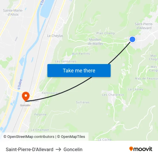 Saint-Pierre-D'Allevard to Goncelin map