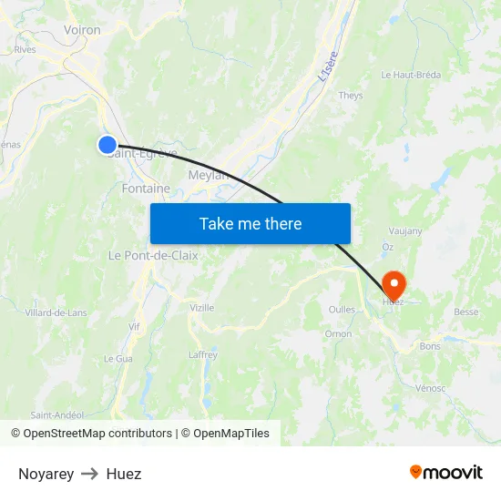 Noyarey to Huez map