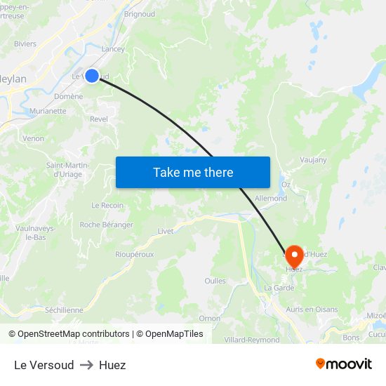 Le Versoud to Huez map