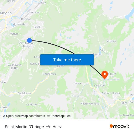 Saint-Martin-D'Uriage to Huez map