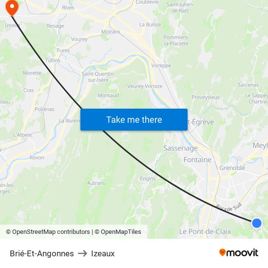 Brié-Et-Angonnes to Izeaux map