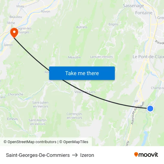 Saint-Georges-De-Commiers to Izeron map