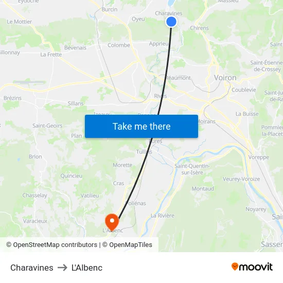 Charavines to L'Albenc map