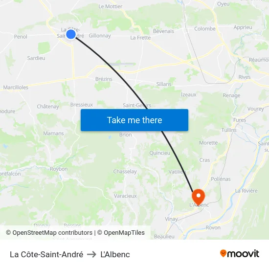La Côte-Saint-André to L'Albenc map