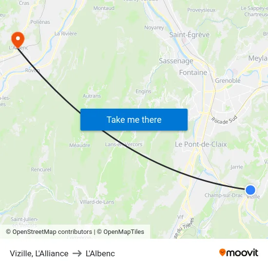 Vizille, L'Alliance to L'Albenc map
