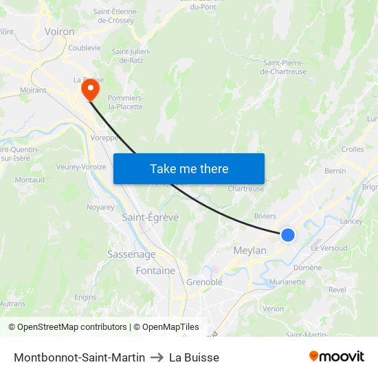 Montbonnot-Saint-Martin to La Buisse map