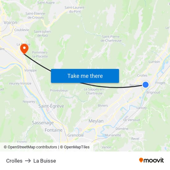 Crolles to La Buisse map