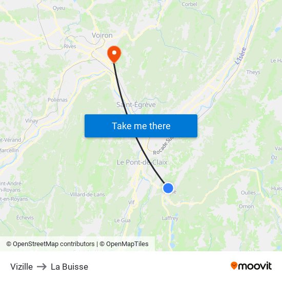 Vizille to La Buisse map