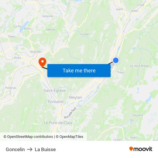 Goncelin to La Buisse map