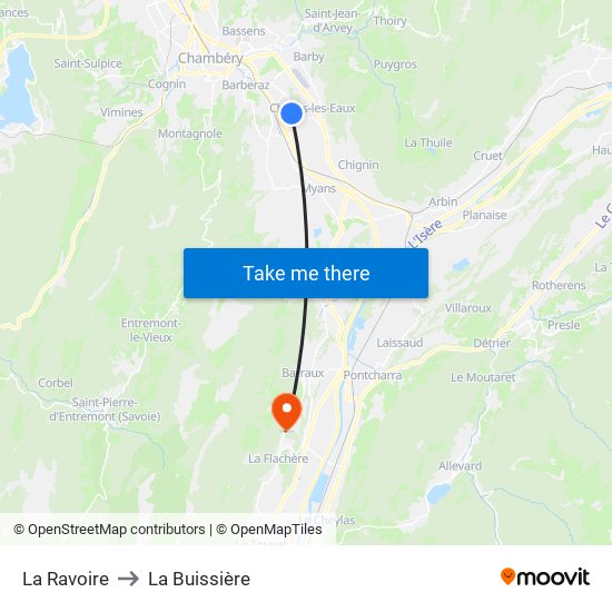 La Ravoire to La Buissière map