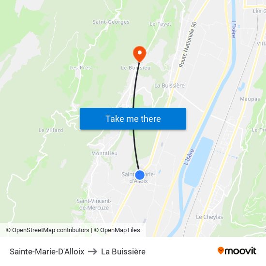 Sainte-Marie-D'Alloix to La Buissière map