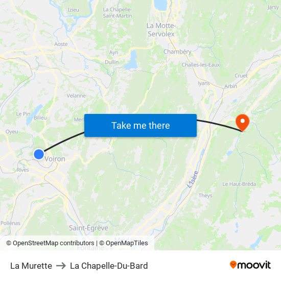 La Murette to La Chapelle-Du-Bard map