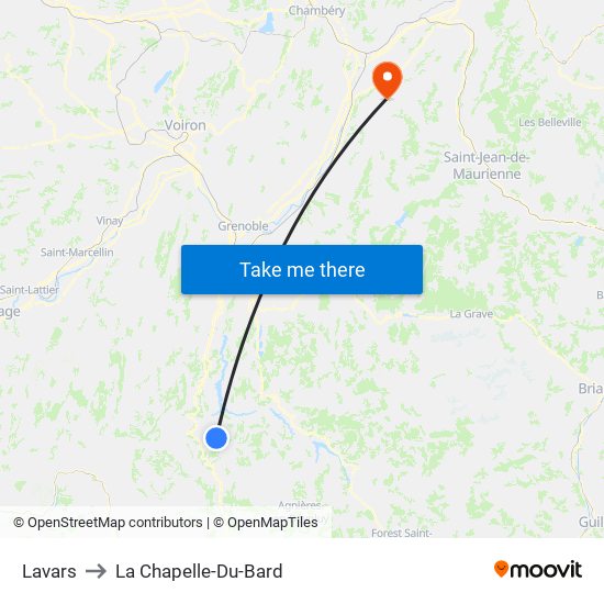 Lavars to La Chapelle-Du-Bard map