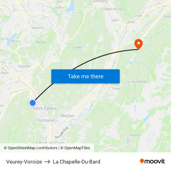 Veurey-Voroize to La Chapelle-Du-Bard map