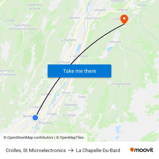 Crolles, St Microelectronics to La Chapelle-Du-Bard map