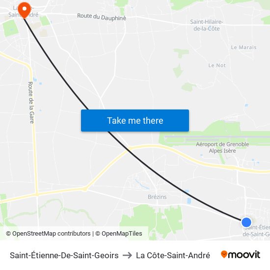 Saint-Étienne-De-Saint-Geoirs to La Côte-Saint-André map