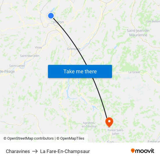 Charavines to La Fare-En-Champsaur map