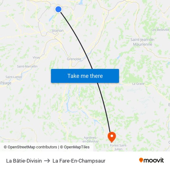 La Bâtie-Divisin to La Fare-En-Champsaur map