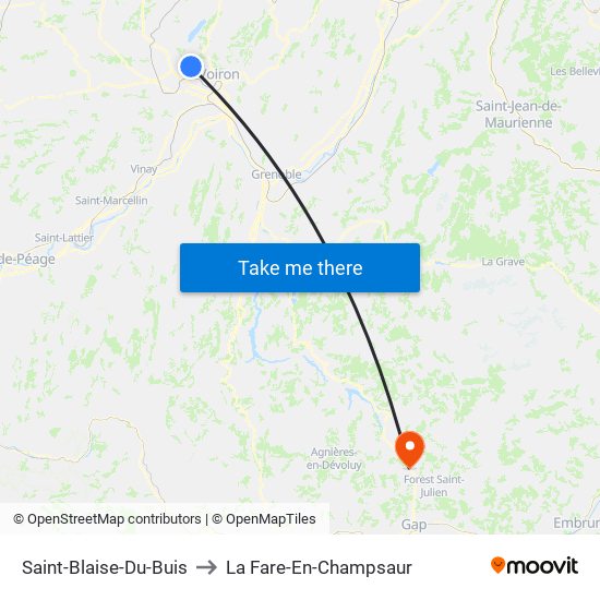Saint-Blaise-Du-Buis to La Fare-En-Champsaur map