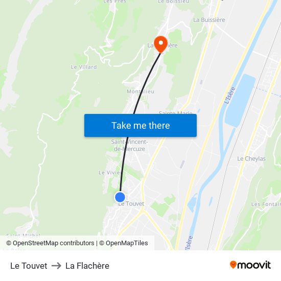 Le Touvet to La Flachère map