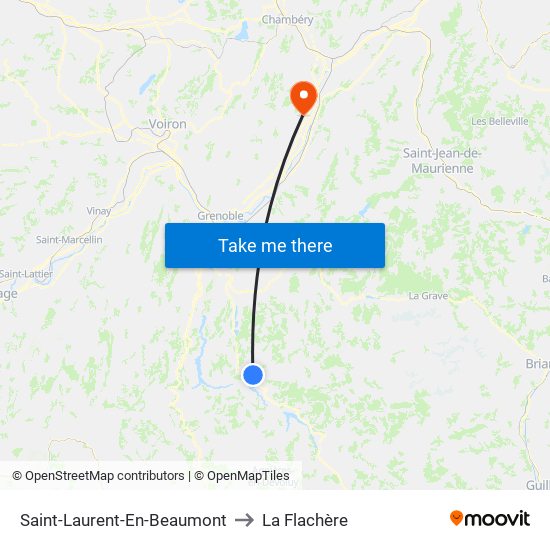 Saint-Laurent-En-Beaumont to La Flachère map