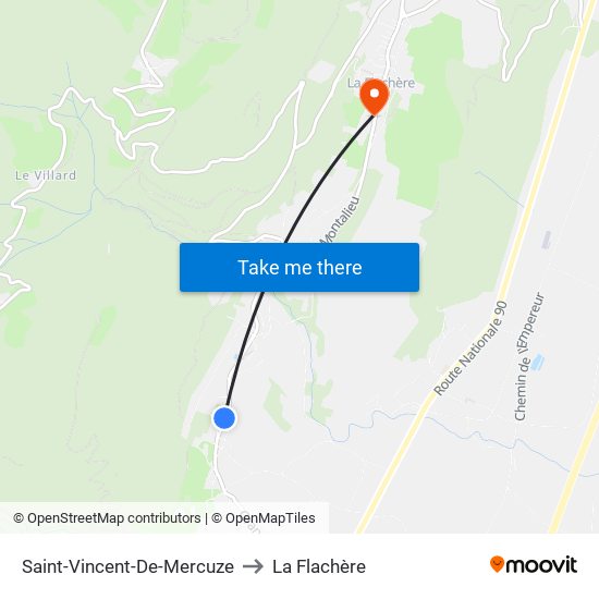 Saint-Vincent-De-Mercuze to La Flachère map