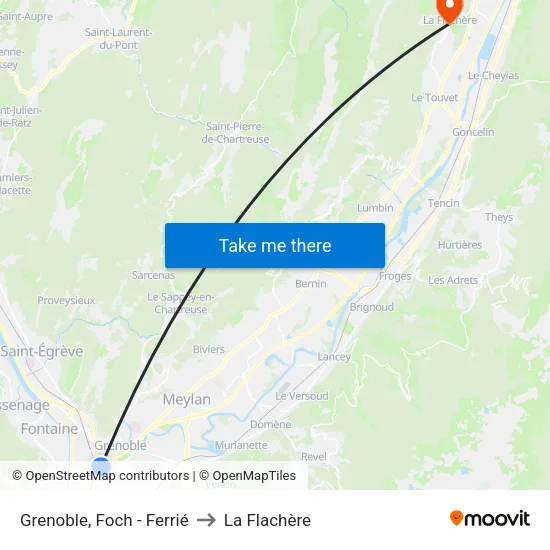 Grenoble, Foch - Ferrié to La Flachère map