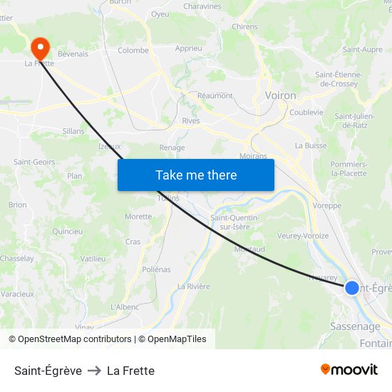 Saint-Égrève to La Frette map