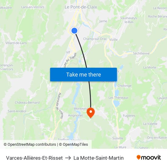 Varces-Allières-Et-Risset to La Motte-Saint-Martin map