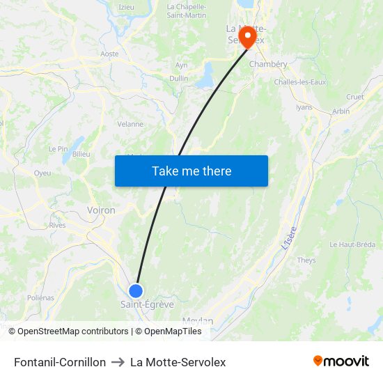 Fontanil-Cornillon to La Motte-Servolex map