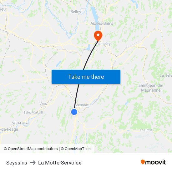 Seyssins to La Motte-Servolex map