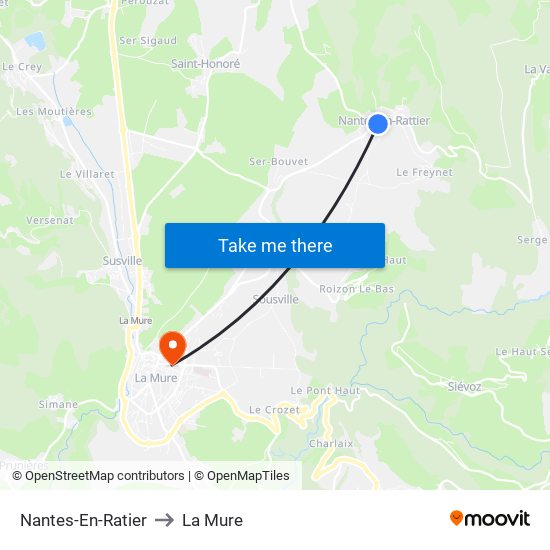 Nantes-En-Ratier to La Mure map
