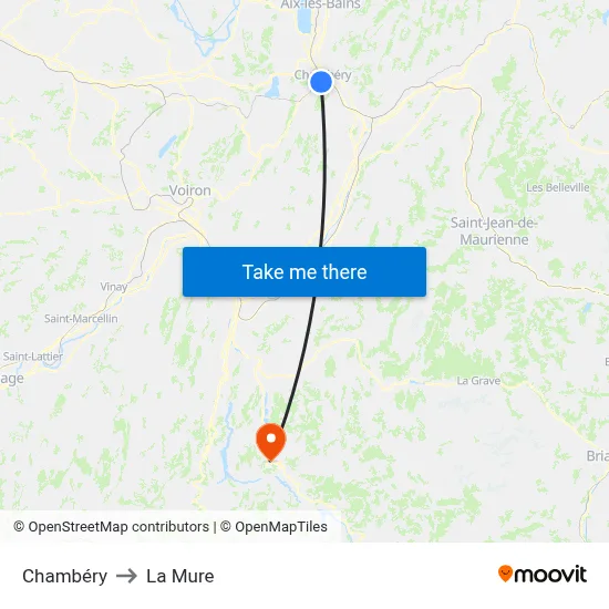 Chambéry to La Mure map
