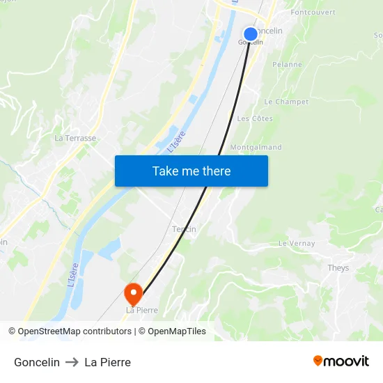 Goncelin to La Pierre map