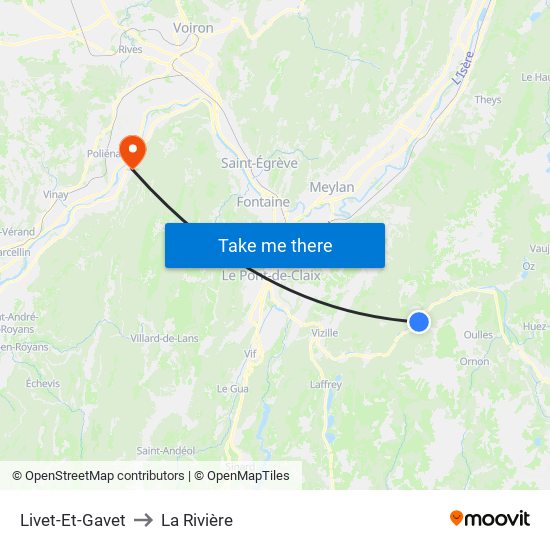 Livet-Et-Gavet to La Rivière map