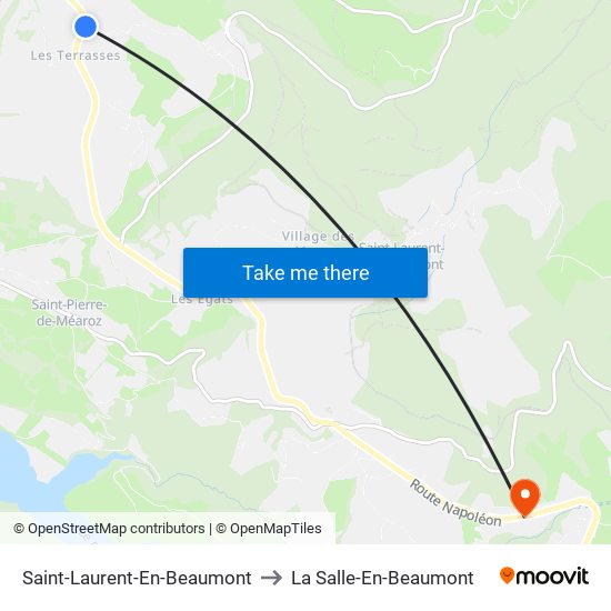 Saint-Laurent-En-Beaumont to La Salle-En-Beaumont map