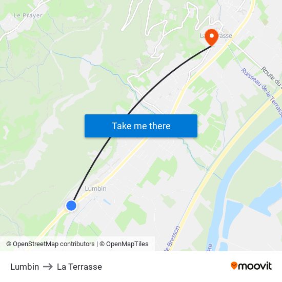 Lumbin to La Terrasse map