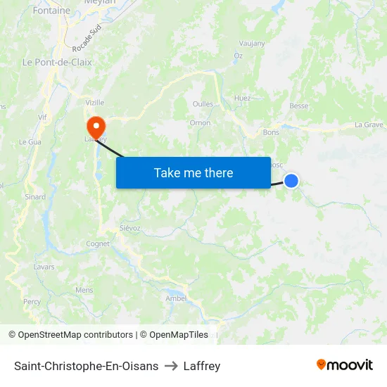 Saint-Christophe-En-Oisans to Laffrey map