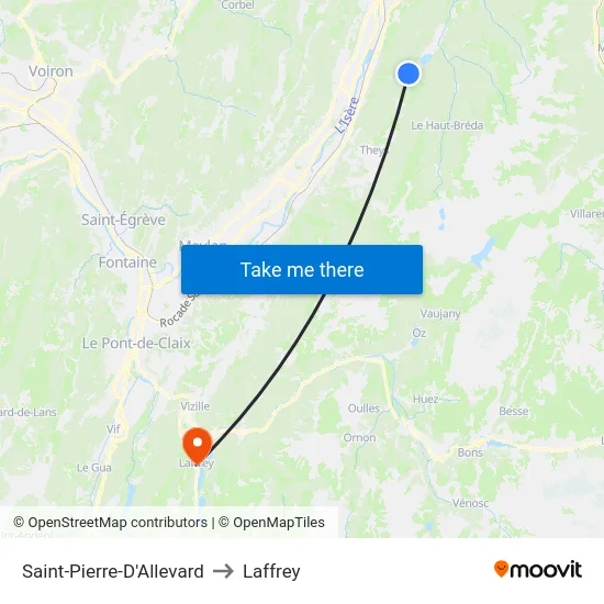 Saint-Pierre-D'Allevard to Laffrey map