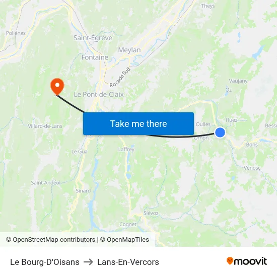 Le Bourg-D'Oisans to Lans-En-Vercors map