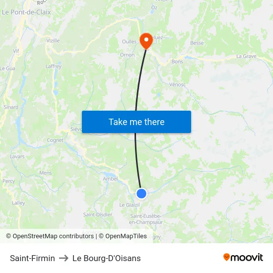 Saint-Firmin to Le Bourg-D'Oisans map