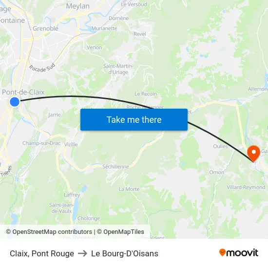 Claix, Pont Rouge to Le Bourg-D'Oisans map