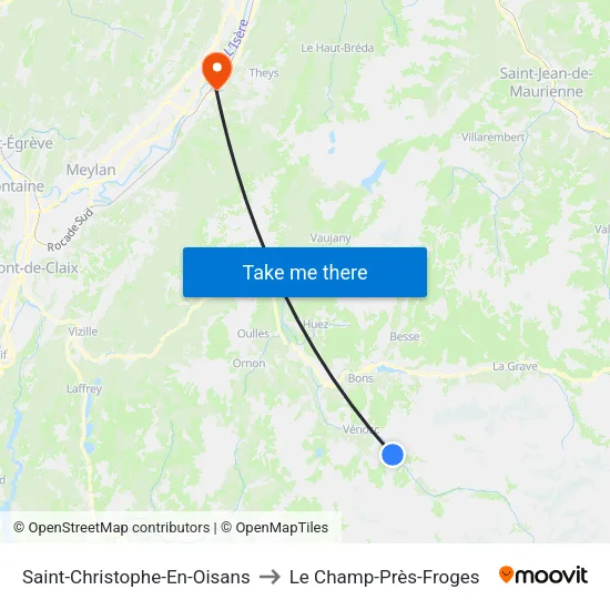 Saint-Christophe-En-Oisans to Le Champ-Près-Froges map