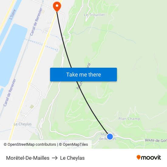 Morêtel-De-Mailles to Le Cheylas map