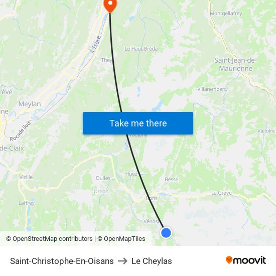 Saint-Christophe-En-Oisans to Le Cheylas map