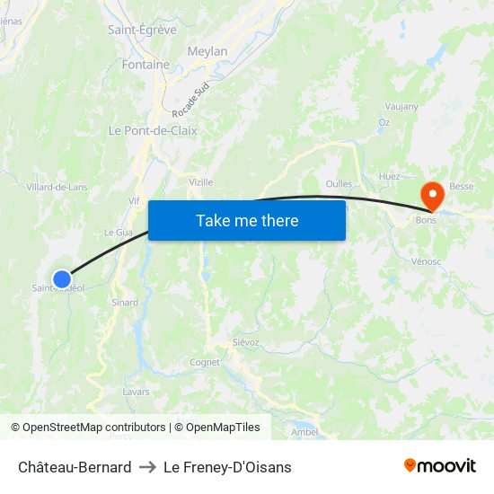 Château-Bernard to Le Freney-D'Oisans map