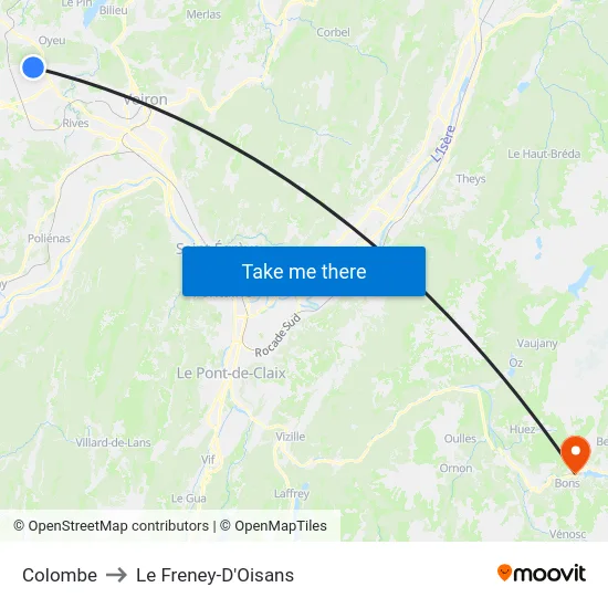 Colombe to Le Freney-D'Oisans map