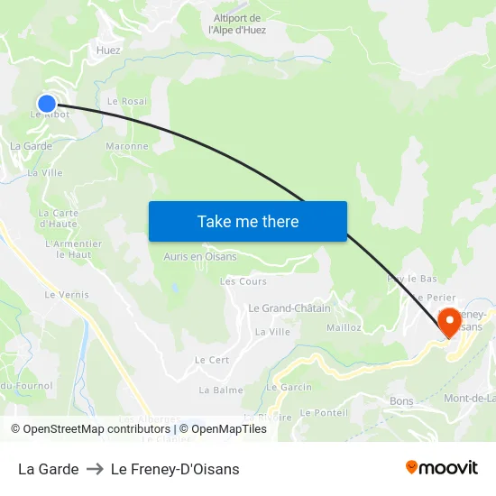 La Garde to Le Freney-D'Oisans map