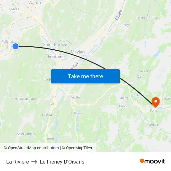La Rivière to Le Freney-D'Oisans map