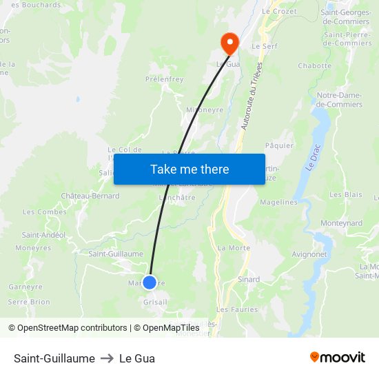 Saint-Guillaume to Le Gua map